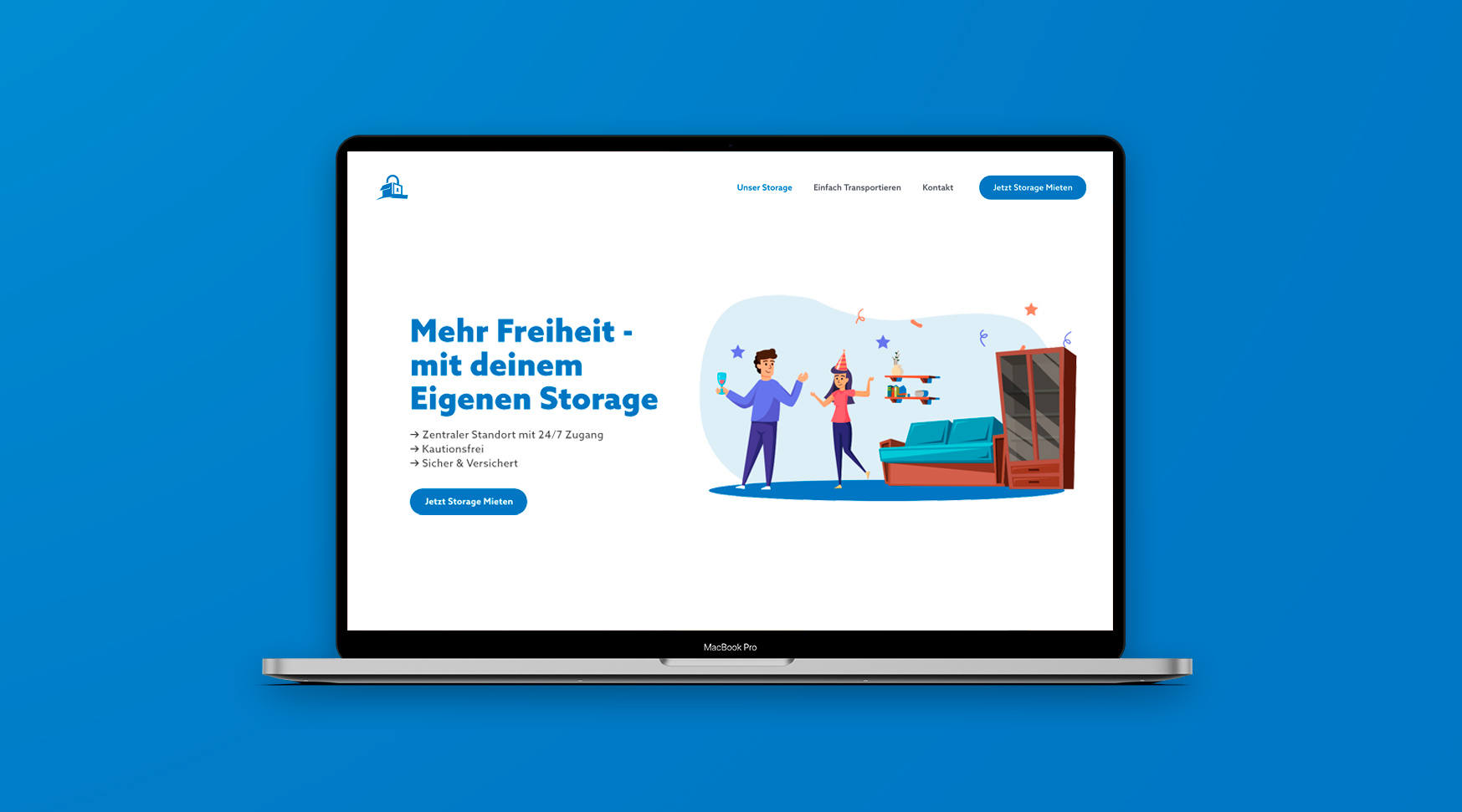 Laptop zeigt Webdesign für das Self-Storage Unternehmen "Robins Storage"
