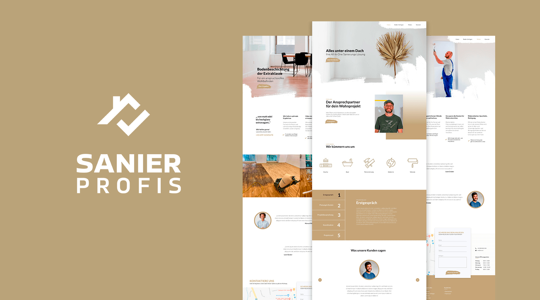 Webdesign für das Handwerksunternehmen "Sanierprofis".